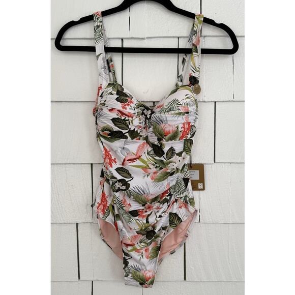 Nip Tuck Swim Women's Sz 6 One Piece Swimsuit Multifit Cup Tropical Floral Print - Picture 1 of 11